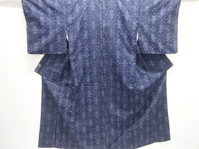 JAPANESE KIMONO / ANTIQUE KIMONO / SILK / TSUMUGI / WOVEN ABSTRACT